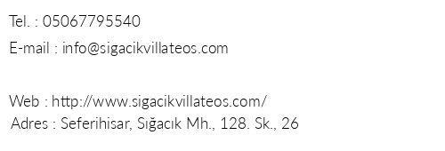 Villa Teos Butik Otel telefon numaralar, faks, e-mail, posta adresi ve iletiim bilgileri